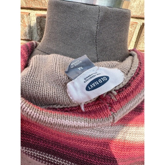 Old Navy Womens Cardigan Size Medium Brown Beige Red Cotton Blend‎ Boho Striped - Picture 9 of 11